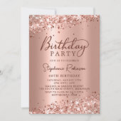 モダンバラ金ゴールドグリッター金属箔60誕生日 招待状 (正面)