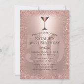 モダンバラ金ゴールドグリッター50th誕生日カクテル 招待状 (正面)