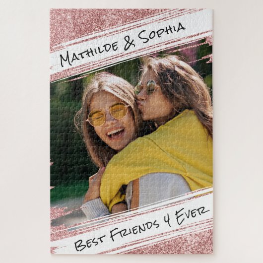 モダンバラ金ゴールドグリッター&フォトBBFフレンド最高のー ジグソーパズル (縦)