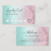 モダンバラ金ゴールドグリッター&ミントメイクアップアーティスト ロイヤリティカード (正面/裏面)