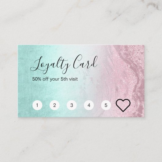 モダンバラ金ゴールドグリッター&ミントメイクアップアーティスト ロイヤリティカード (正面)
