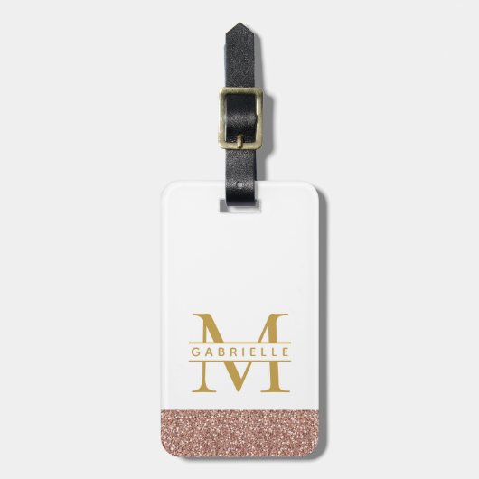 モダンバラ金ゴールドグリッター&金ゴールド旅行バッグ ラゲッジタグ (正面縦)