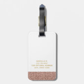モダンバラ金ゴールドグリッター&金ゴールド旅行バッグ ラゲッジタグ (裏面縦)