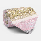 モダンバラ金ゴールドシルバーグリッターストロークストライプ数 ネクタイ (ロール)