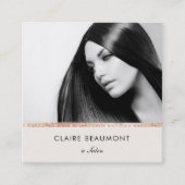 モダンバラ金ゴールドシークイン美しいサロン写真 スクエア名刺 (正面)