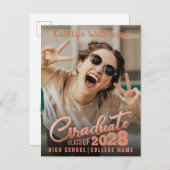 モダンバラ金ゴールドスエレガントクリプト写真の卒業 案内ポストカード (正面/裏面)