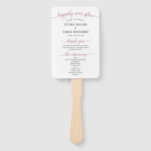 モダンバラ金ゴールドスクリプトミニマル結婚式 プログラム ハンドファン (正面)