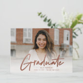 モダンバラ金ゴールドスクリプト写真の卒業 案内状 (スタンド正面)