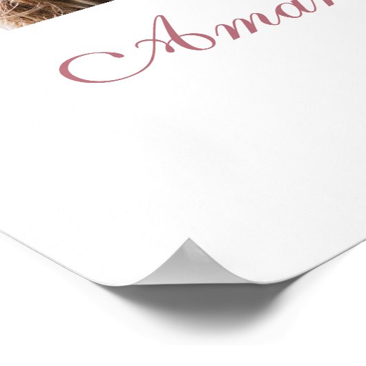 モダンバラ金ゴールドスクリプト写真の結婚ようこそ ポスター (角)