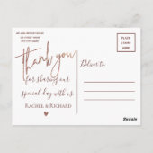 モダンバラ金ゴールドスクリプト写真結婚の感謝 ポストカード (裏面)