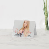 モダンバラ金ゴールドスクリプト卒業写真 サンキューカード (正面)