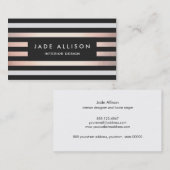 モダンバラ金ゴールドストライプのインテリア設計者 名刺 (正面/裏面)