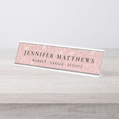 モダンバラ金ゴールドスパークルグリッター化粧 デスクネームプレート (正面)