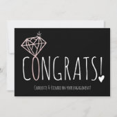 モダンバラ金ゴールドダイヤモンドおめでとう婚約 カード (正面)