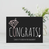 モダンバラ金ゴールドダイヤモンドおめでとう婚約 カード (スタンド正面)