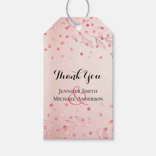 モダンバラ金ゴールドトレンディー予算結婚の ギフトタグ (正面)