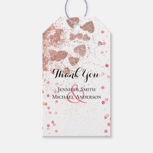 モダンバラ金ゴールドトレンディー予算結婚の ギフトタグ (正面)