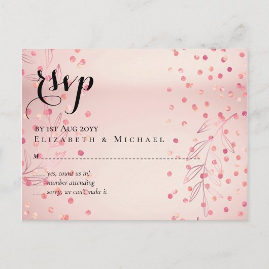 モダンバラ金ゴールドトレンディー予算結婚の ポストカード (正面)