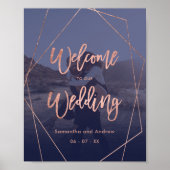 モダンバラ金ゴールドネイビー写真ウェルカム結婚ズ ポスター (正面)