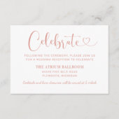 モダンバラ金ゴールドハートスクリプトウェディングレセプション エンクロージャーカード (正面)