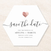 モダンバラ金ゴールドハート日付の保存 ペーパーコースター (正面)