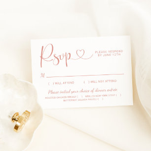 モダンバラ金ゴールドハート書道スクリプ結婚ト 出欠カード