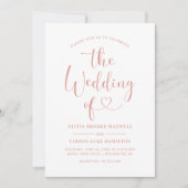 モダンバラ金ゴールドハート書道スクリプ結婚ト 招待状 (正面)