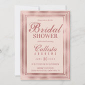 モダンバラ金ゴールドピストライプンク縁どブライダルシャワー 招待状 (正面)