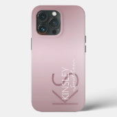 モダンバラ金ゴールドピンクモノグラパーソナライズされたム Case-Mate iPhoneケース (裏面)