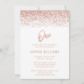 モダンバラ金ゴールドフェイクグリッター1歳の誕生日 招待状 (正面)