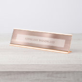 モダンバラ金ゴールドフェイクブラシ付き金属箔 デスクネームプレート (正面)