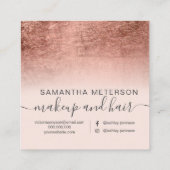 モダンバラ金ゴールドフォイルグラデーション赤面ピンクハロー スクエア名刺 (裏面)