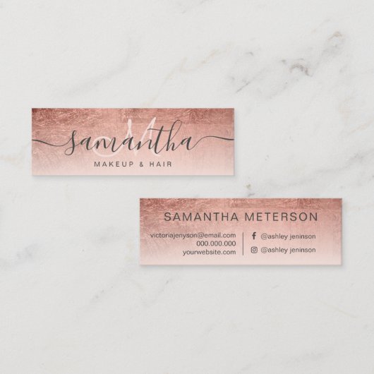 モダンバラ金ゴールドフォイルグラデーション赤面化粧毛髪 スキニー名刺 (正面/裏面)