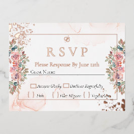 モダンバラ金ゴールドフォイルrsvp結婚s 箔シーズンポストカード