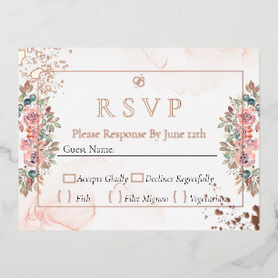 モダンバラ金ゴールドフォイルrsvp結婚s 箔シーズンポストカード