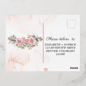 モダンバラ金ゴールドフォイルrsvp結婚s 箔シーズンポストカード (裏面)