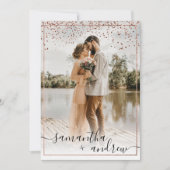 モダンバラ金ゴールドフレームスクリプト5結婚写真 招待状 (正面)