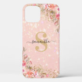 モダンバラ金ゴールドフローラモノグラム名 Case-Mate iPhoneケース (裏面)