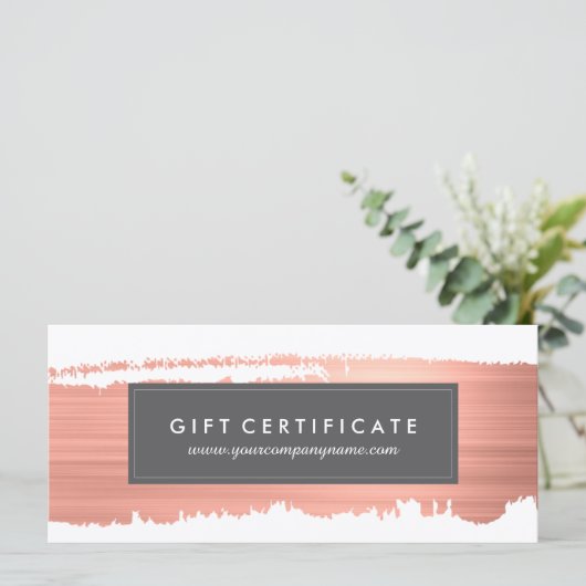 モダンバラ金ゴールドブラシストロークのギフト証明書 (スタンド正面)