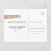 モダンバラ金ゴールドブラシストロークブライダルシャワーカード インビテーションポストカード (裏面)