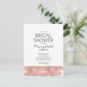 モダンバラ金ゴールドブラシストロークブライダルシャワーカード インビテーションポストカード (スタンド正面)