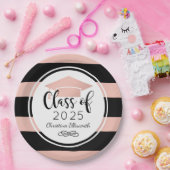 モダンバラ金ゴールドブラックストライプカスタム卒業 ペーパープレート (パーティー)