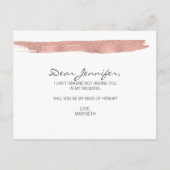 モダンバラ金ゴールドブラッシュストロークベマイメイド・オブ・オーナー（花嫁付き添い人） インビテーションポストカード (裏面)