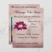 モダンバラ金ゴールドブルゴーニュフローラエレガント変更/ セーブザデート (正面/裏面)