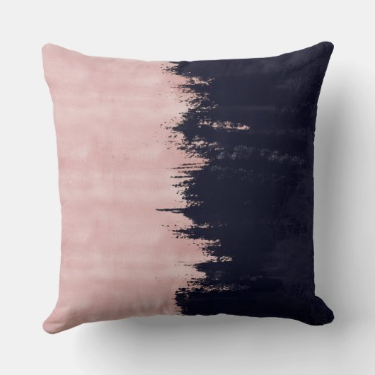 モダンバラ金ゴールドブルーブラシストローク抽象芸術絵を描 クッション (裏面)