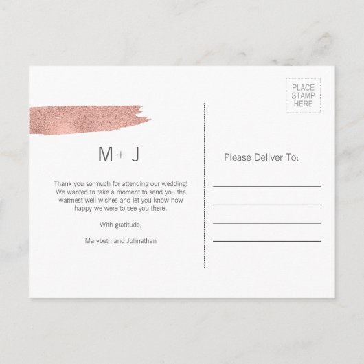 モダンバラ金ゴールドブ結婚ラシありがとうはがき ポストカード (裏面)