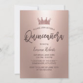 モダンバラ金ゴールドプリンセスキンセアニェラ15誕生日 招待状 (正面)