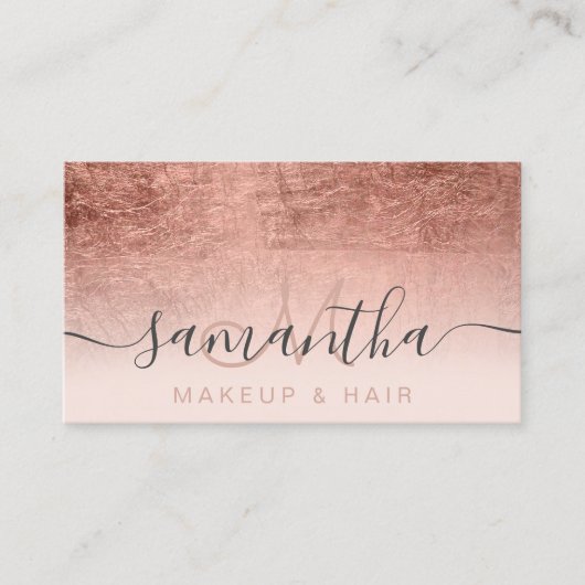 モダンバラ金ゴールドホイルグラデーション赤面メイクアップ毛 名刺 (正面)