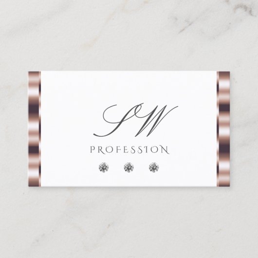 モダンバラ金ゴールドホワイトダきらめくウンズイニシャル 名刺 (正面)