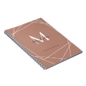 モダンバラ金ゴールドホワイトモノグラム名スクリプト ノートブック (右側)